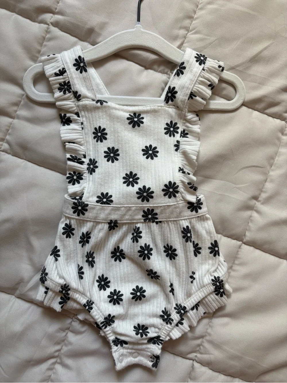 Cat & Jack White Baby Romper with Black Print